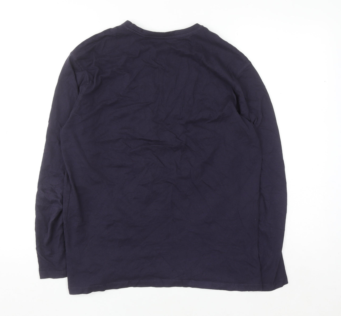 Easy Women's Blue Long Sleeve 100% Cotton Basic T-Shirt Size S