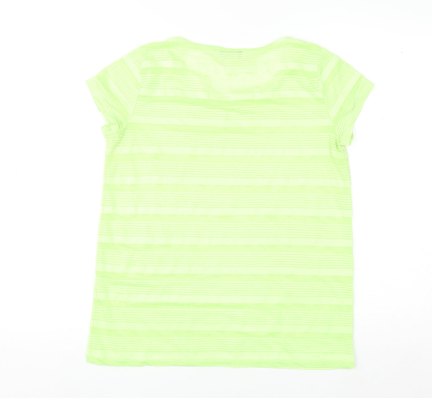 Liz Claiborne Women's Green Striped Basic T-Shirt Size S