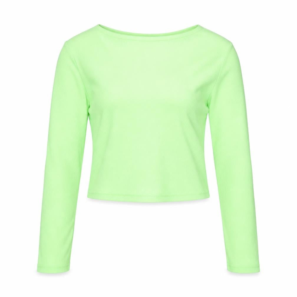 Boohoo Womens Green Cropped Long Sleeve Slim Fit Top Size 10