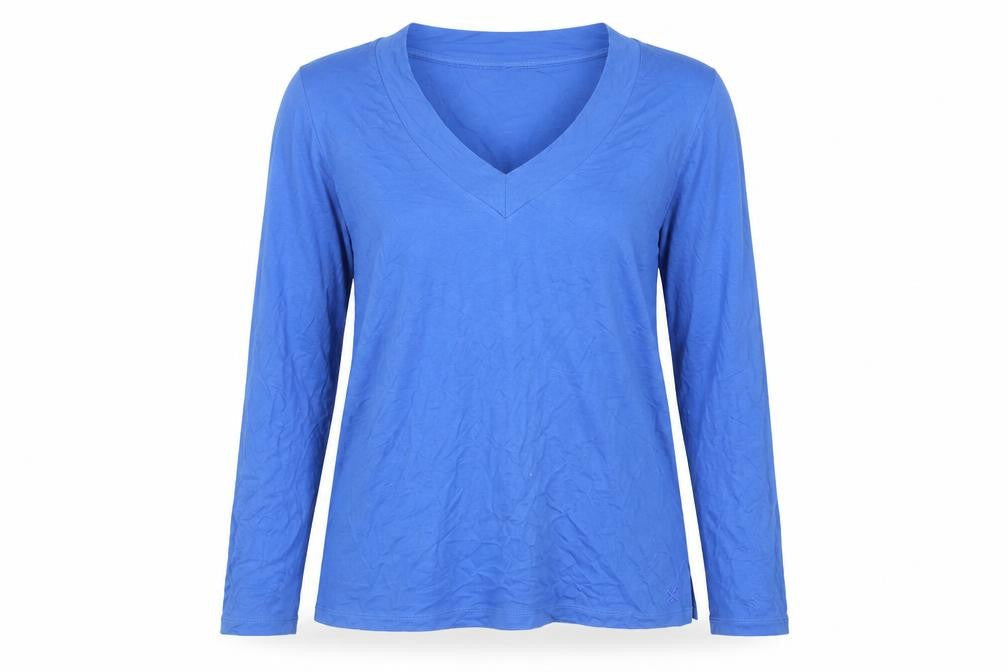 Crew Clothing Blue Size 12 V-Neck Long Sleeve Jersey Top