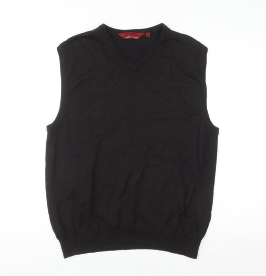 Bar Harbour by Double Two Men's Black Wool Blend V-Neck Vest M