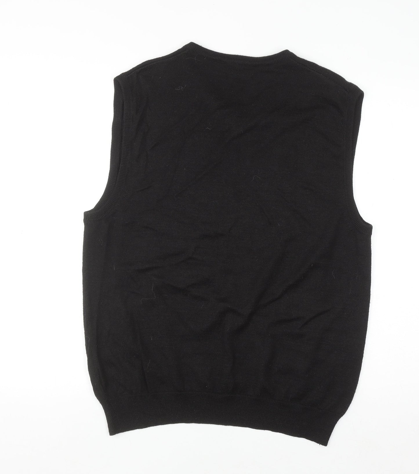 Bar Harbour by Double Two Men's Black Wool Blend V-Neck Vest M