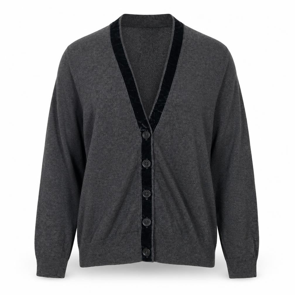 White Stuff Women’s Grey Merino Wool Blend V-Neck Cardigan Size 12
