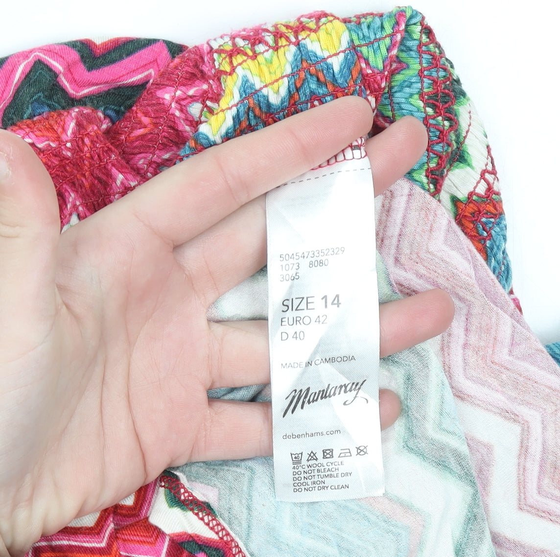 Mantaray Women’s Multicoloured Chevron Jersey Strappy Dress Size 14