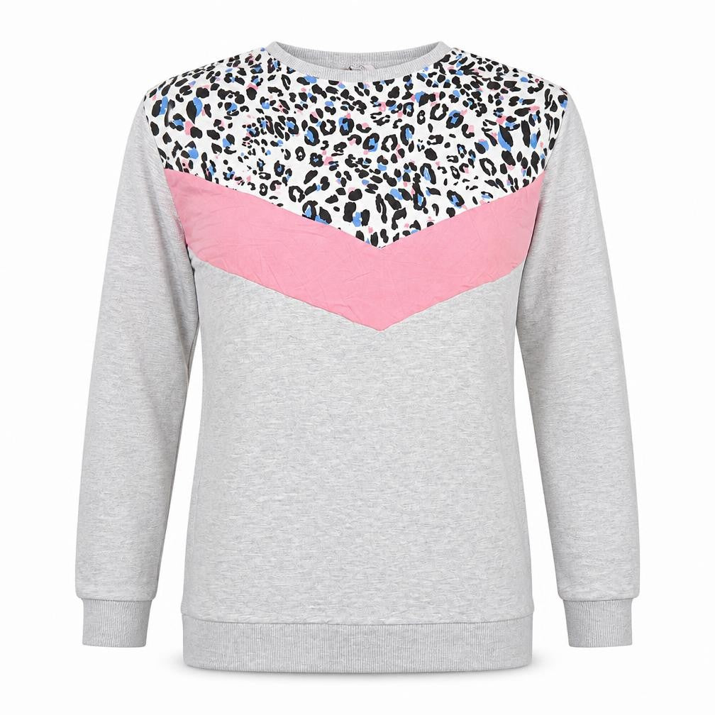 Tu Women Grey Animal Print Colourblock Pullover Sweatshirt Size 10