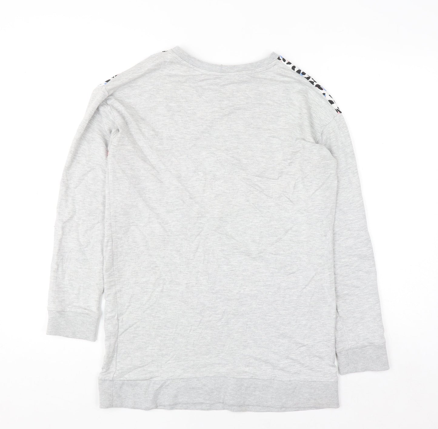 Tu Women Grey Animal Print Colourblock Pullover Sweatshirt Size 10