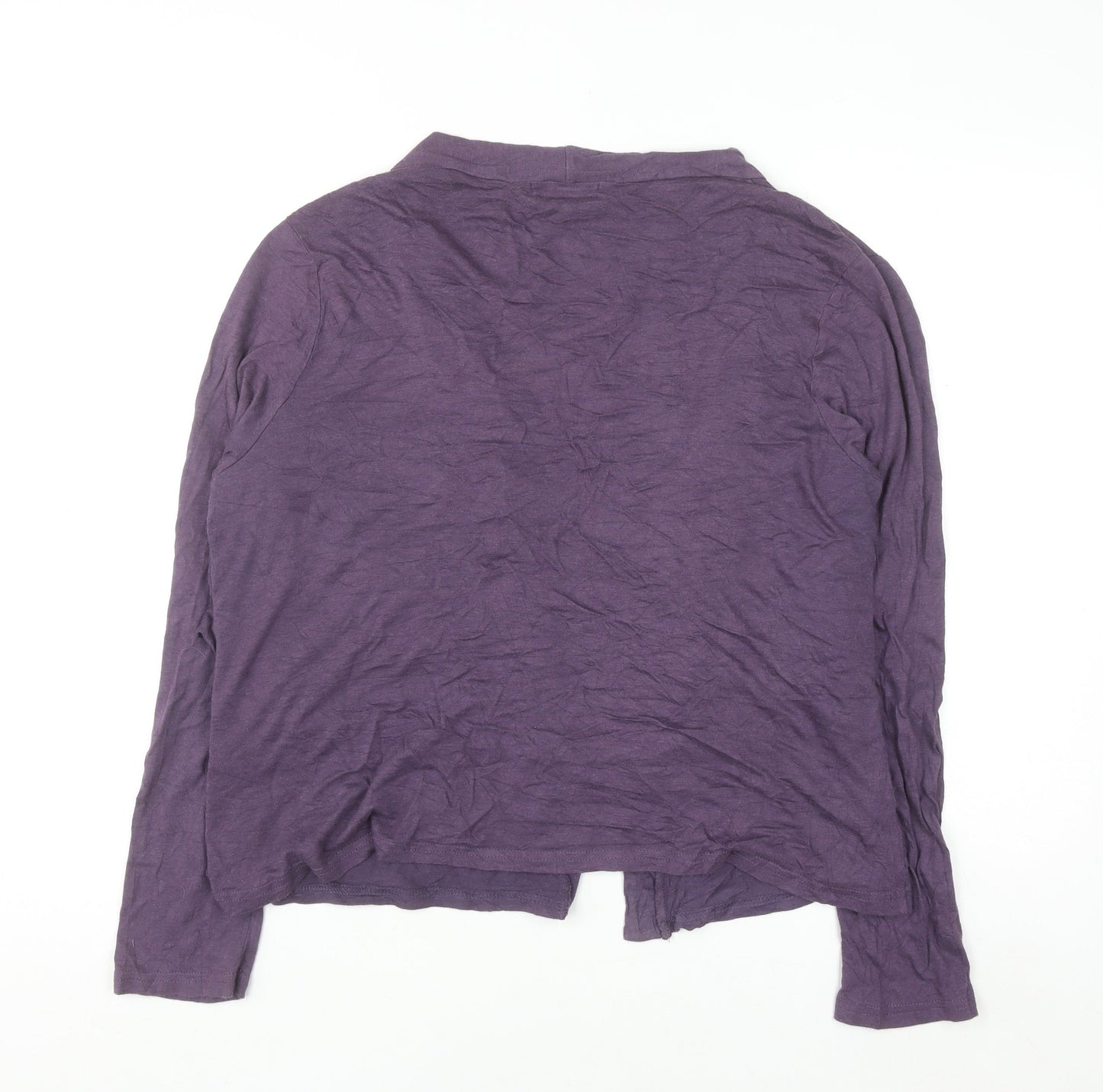 Braintree Womens Purple Cardigan Size 16 Bamboo Cotton Ruffle Open Front