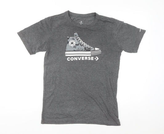 Converse Boys Grey Graphic Logo T-Shirt XL 13-15 Years Short Sleeve