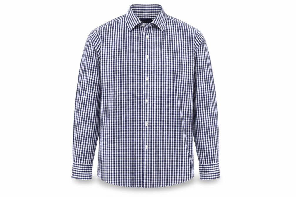 Osborne Men’s Blue Check Classic Fit Long Sleeve Button-Up Shirt Size 18