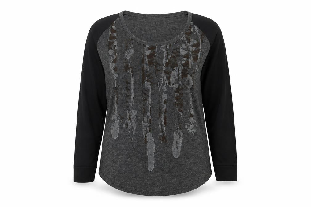 Golddigga Womens Grey Long Sleeve Jersey T-Shirt Size 16