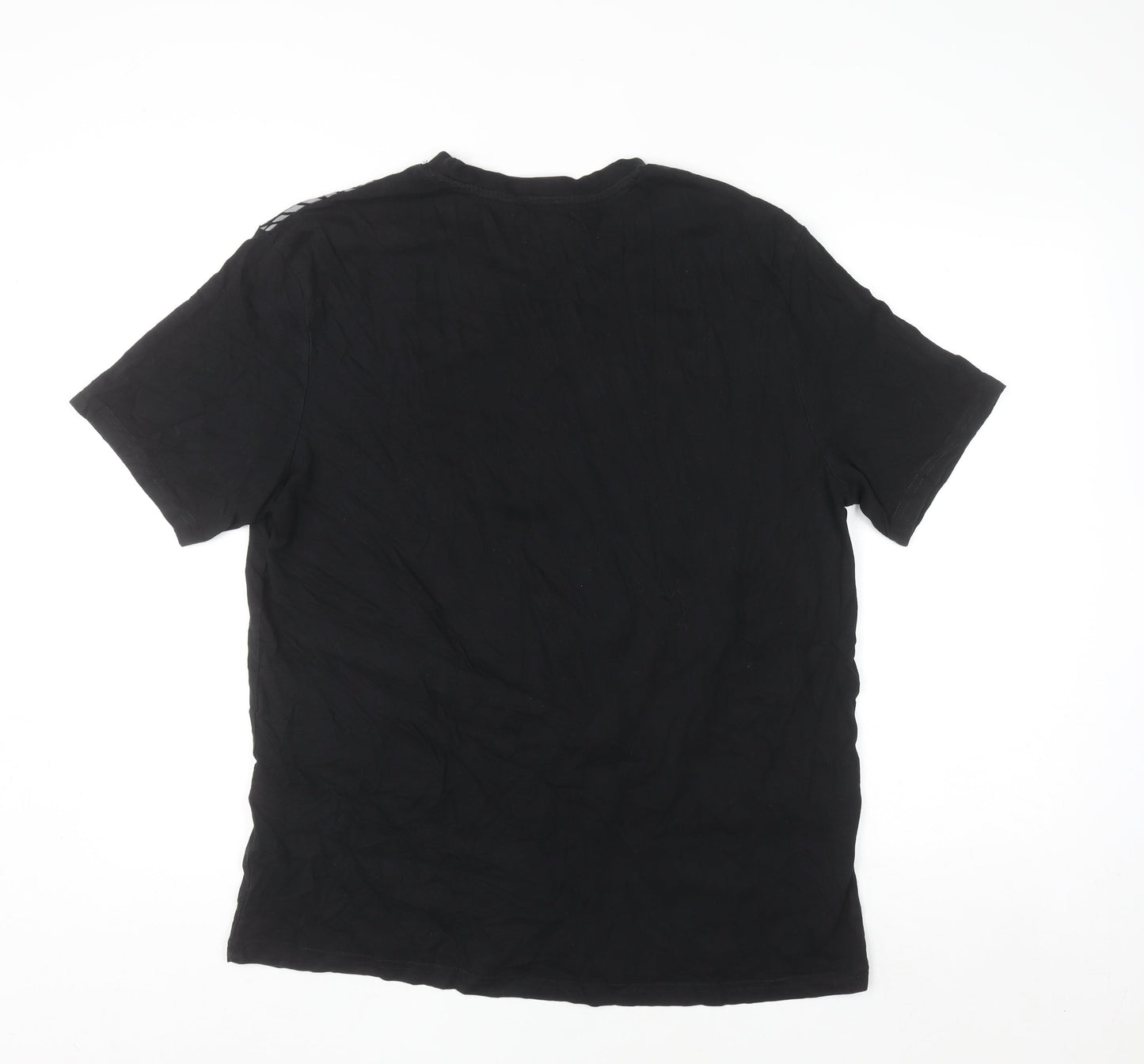 Atlas For Men Black Blue Graphic Print Cotton T-Shirt Size L