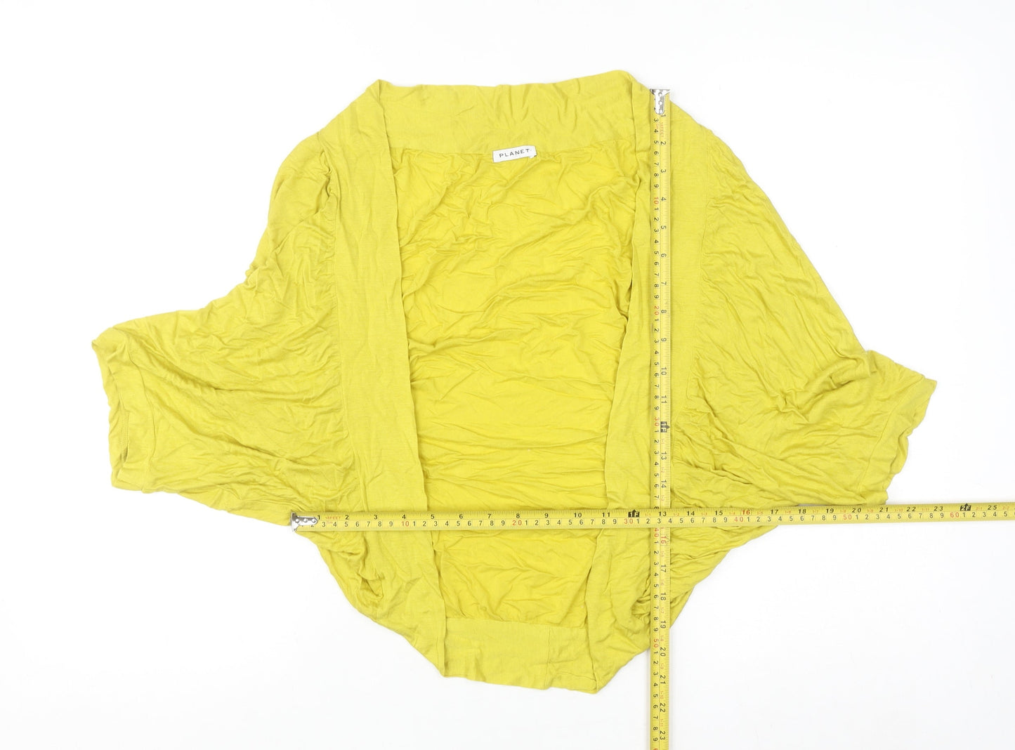 Planet Women's Yellow Short Sleeve Open Cardigan Size M Viscose Blend