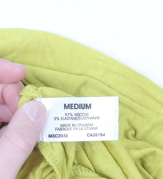 Planet Women's Yellow Short Sleeve Open Cardigan Size M Viscose Blend