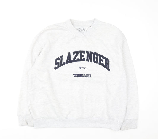 Slazenger Women Grey Crew Neck Pullover Sweatshirt UK 14 Lined