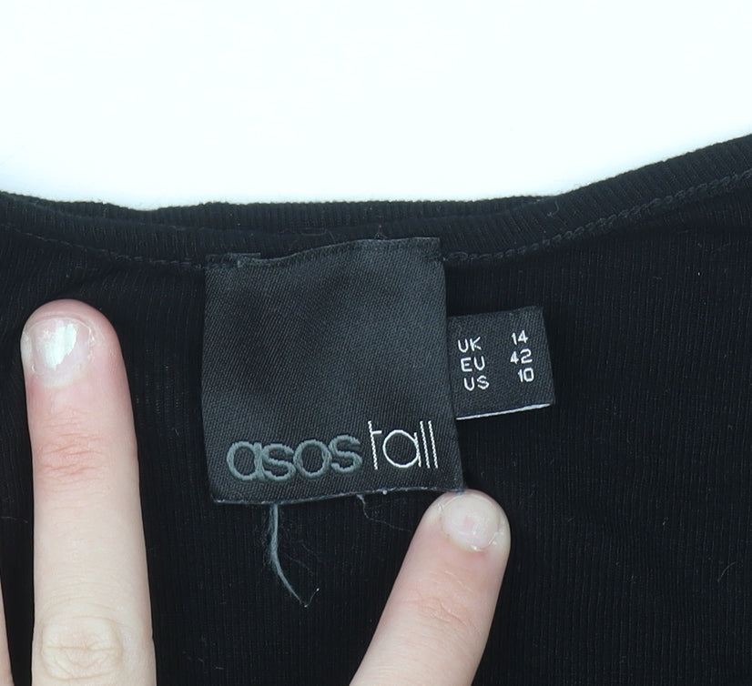 ASOS Tall Women's Black V-Neck Long Sleeve Jumper Size 14