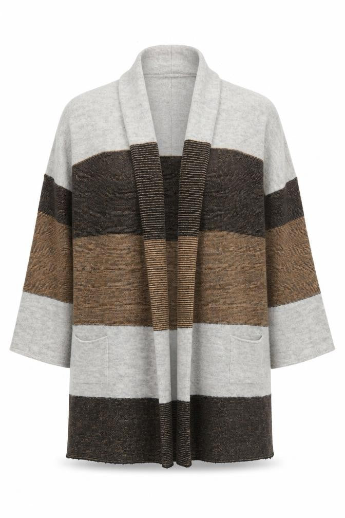 Marks & Spencer Women’s Brown Striped Long Sleeve Knit Cardigan S