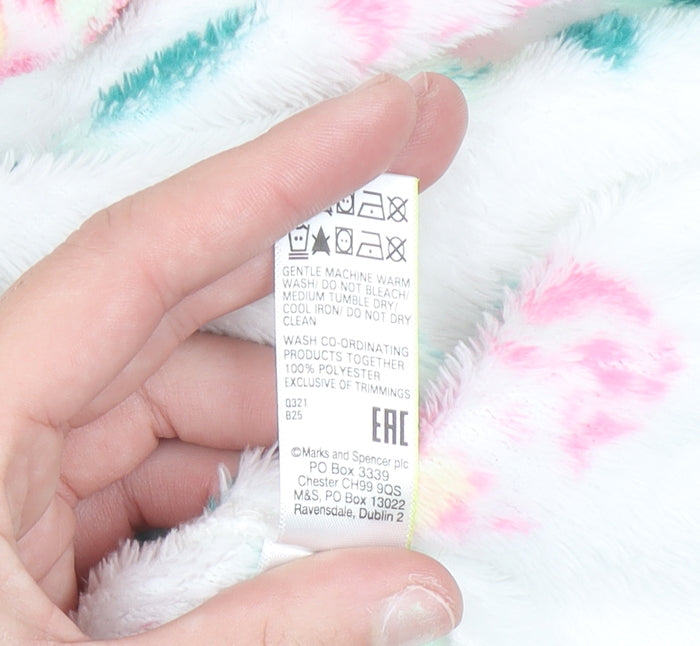 Marks and Spencer Women White Floral Fleece Hooded Robe Medium