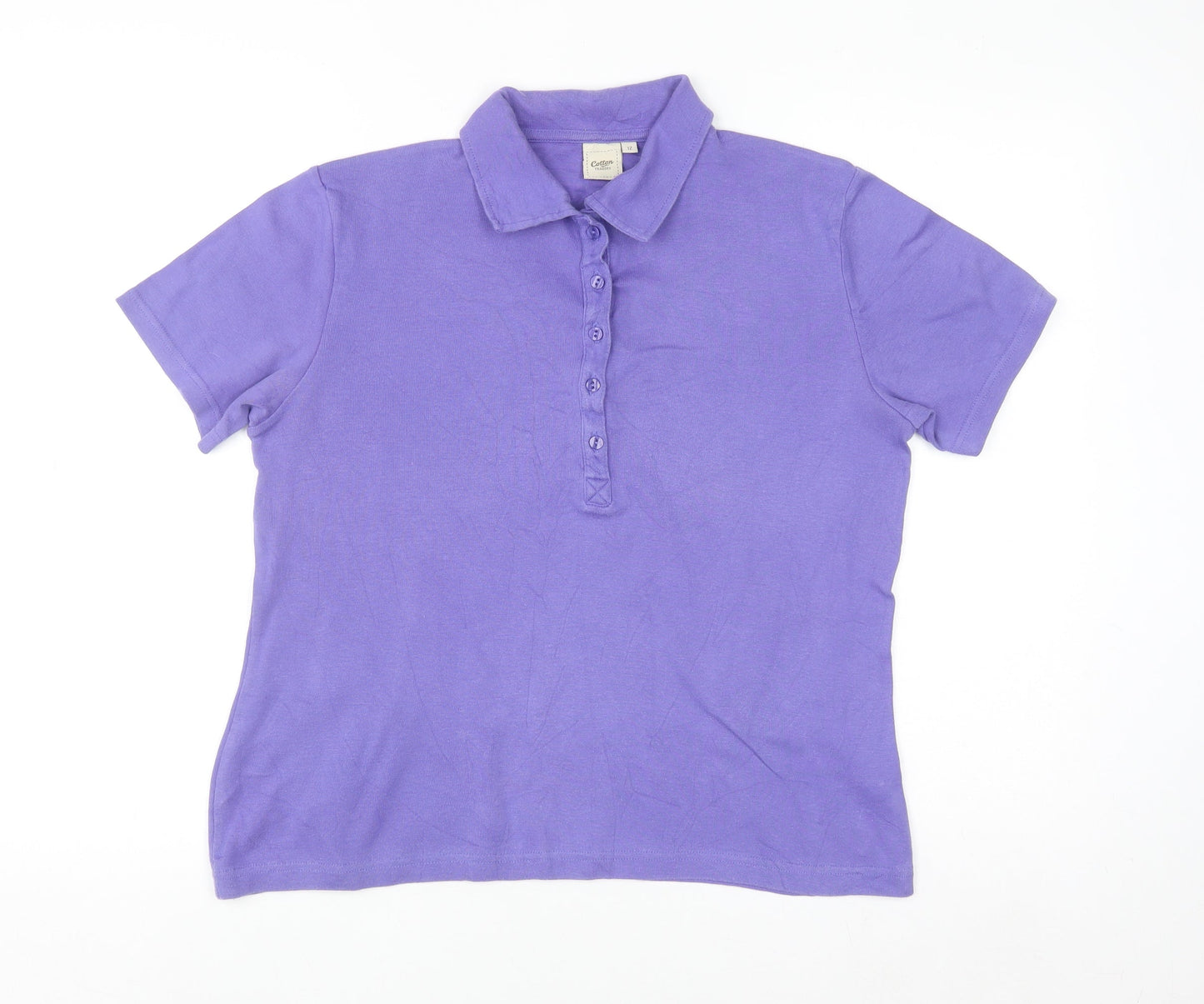 Cotton Traders Women Purple Size 12 Polo Shirt 100% Cotton Short Sleeve