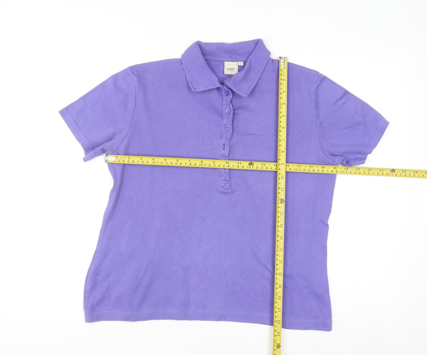Cotton Traders Women Purple Size 12 Polo Shirt 100% Cotton Short Sleeve