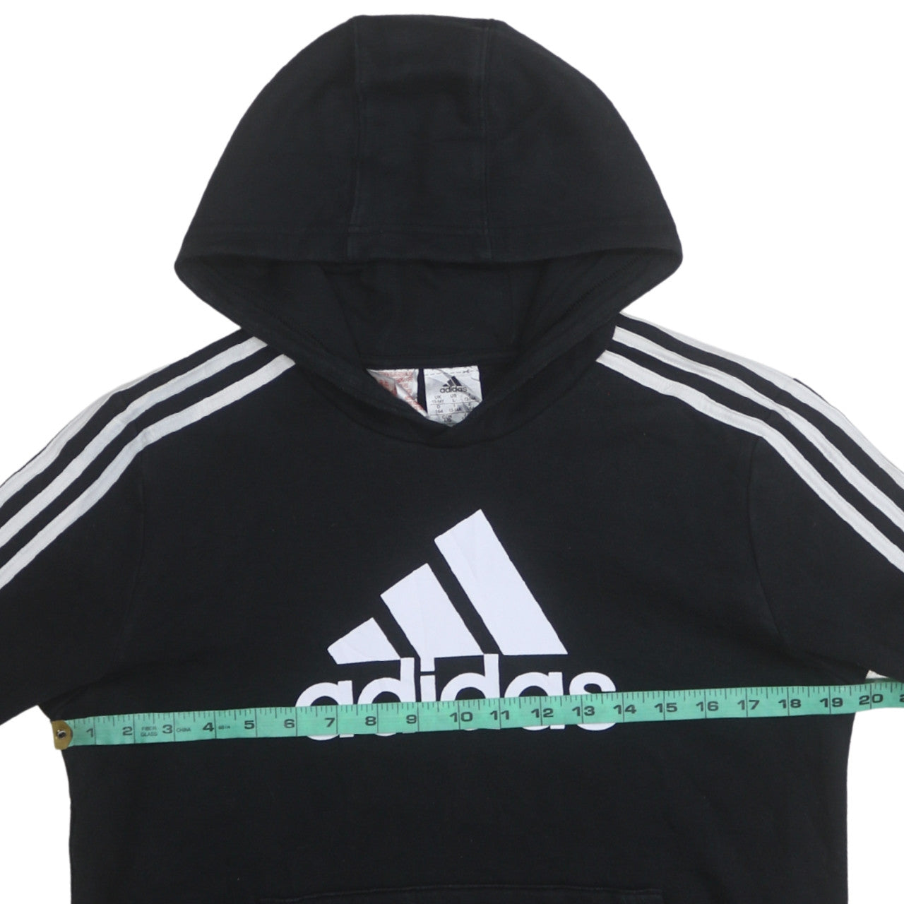Adidas Boys Black 13-14 Years Pullover Hoodie with Logo Print