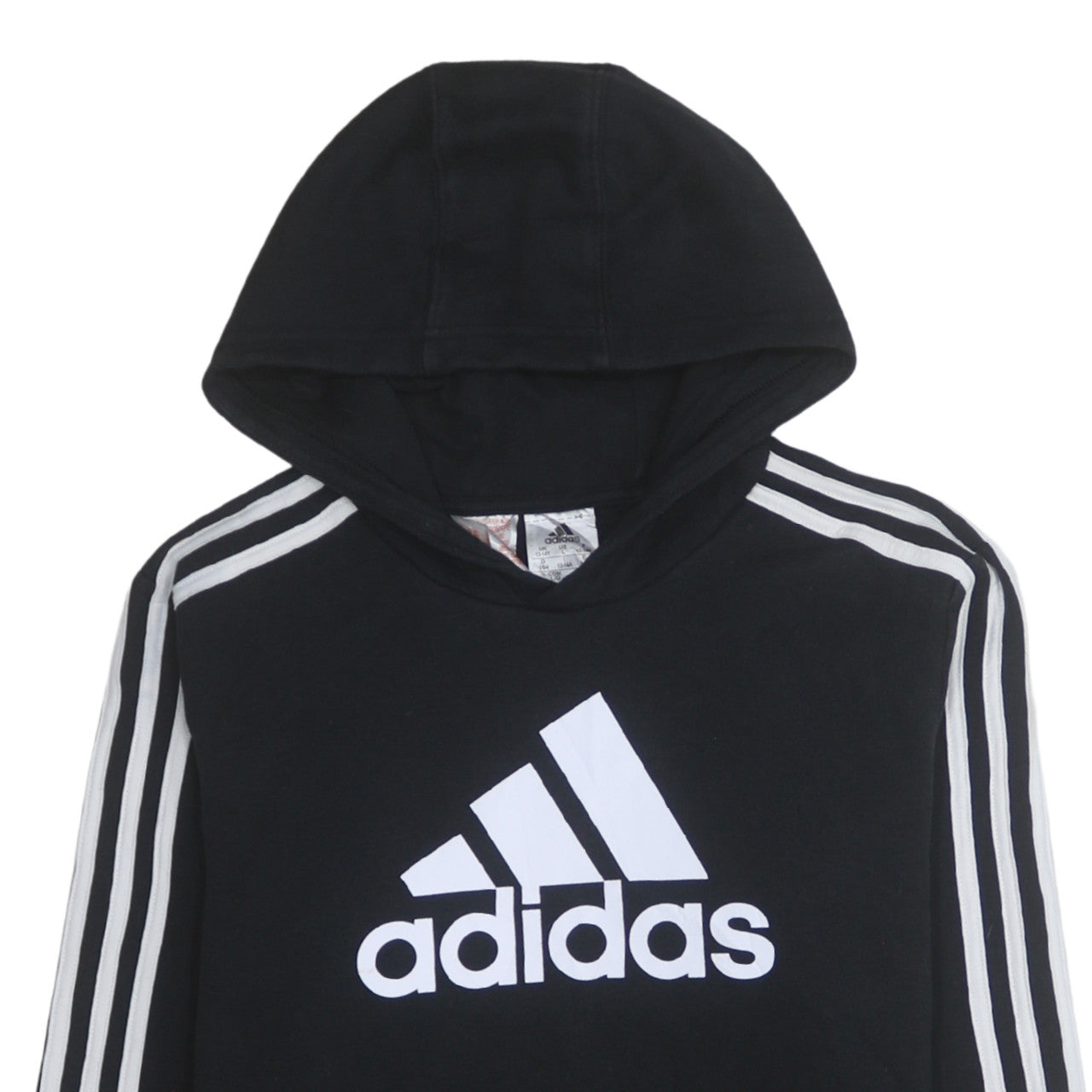 Adidas Boys Black 13-14 Years Pullover Hoodie with Logo Print