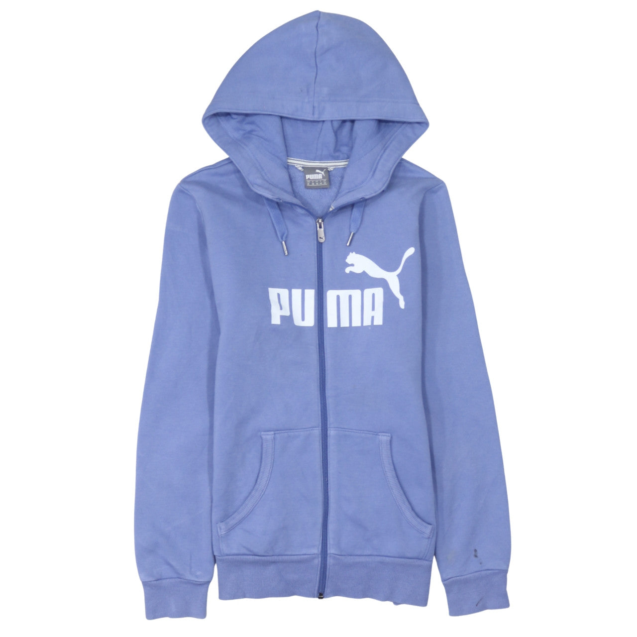 Puma Women Blue Full Zip Hoodie UK 12 Cotton Blend Casual