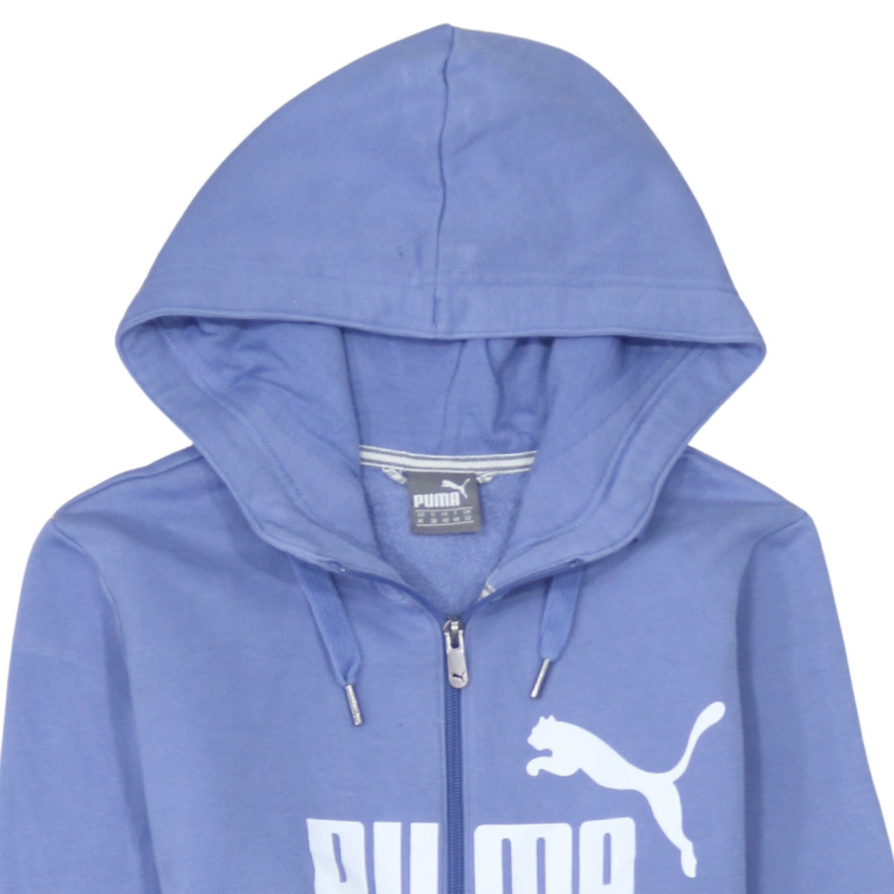 Puma Women Blue Full Zip Hoodie UK 12 Cotton Blend Casual
