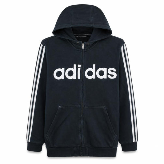 Adidas Men's Black Full Zip Logo Hoodie Size L