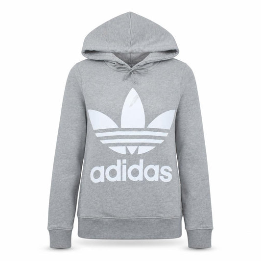Adidas Women’s Grey Hooded Pullover Sweatshirt Size 4 Logo Print
