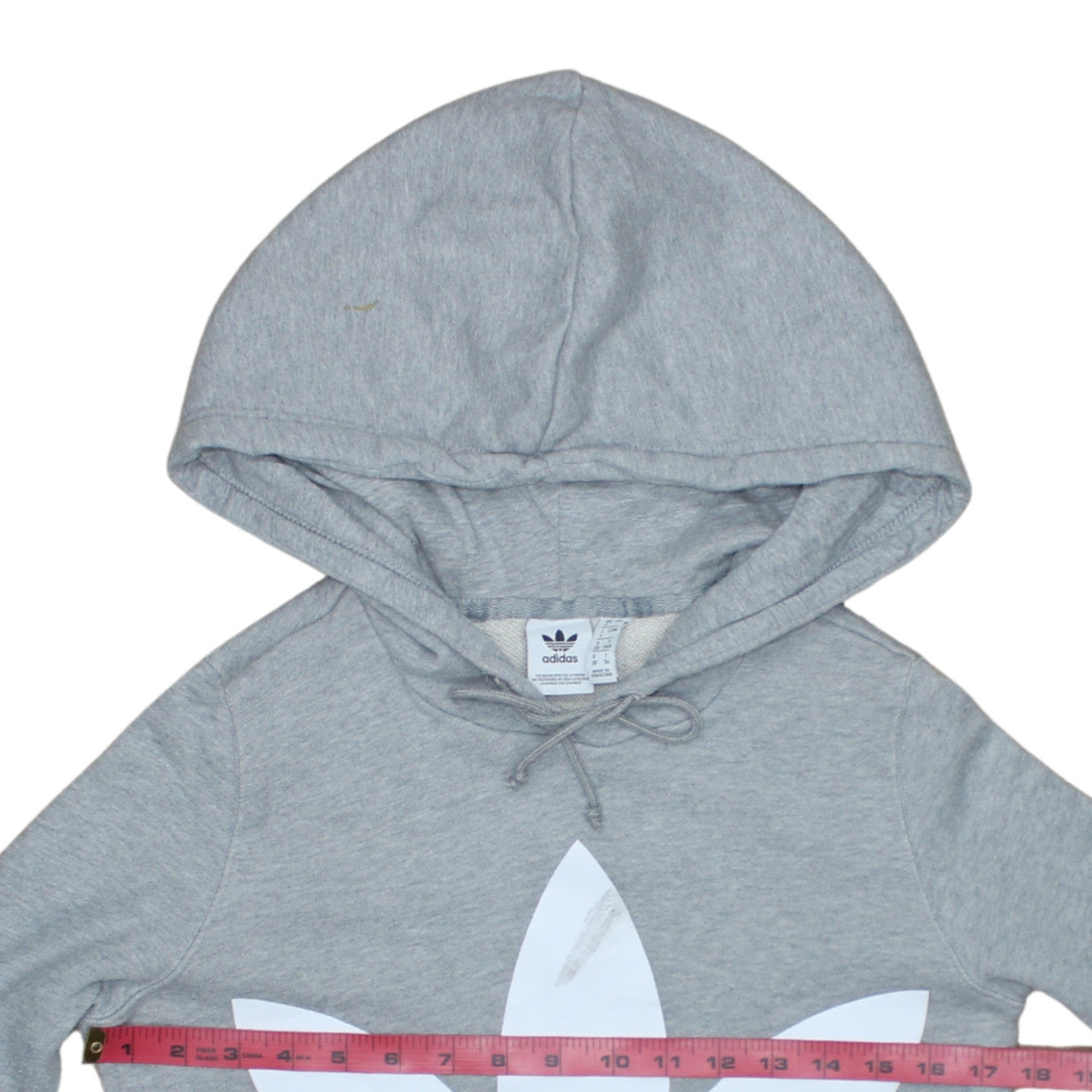 Adidas Women’s Grey Hooded Pullover Sweatshirt Size 4 Logo Print