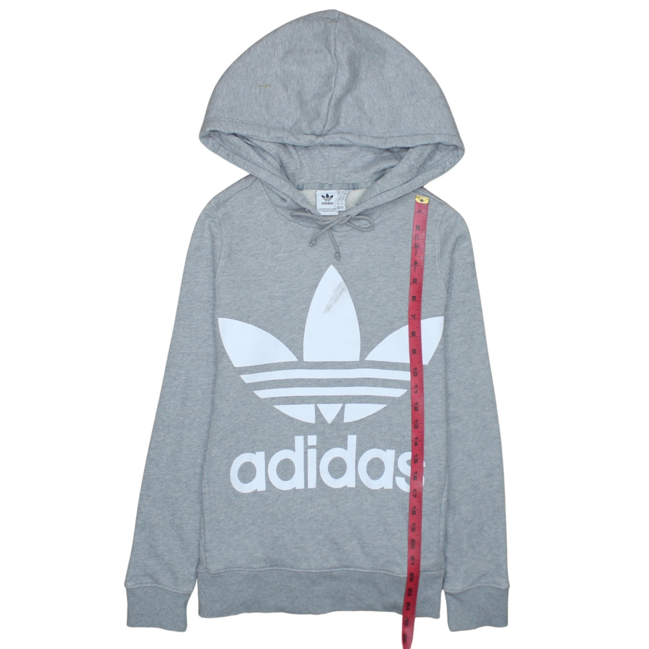 Adidas Women’s Grey Hooded Pullover Sweatshirt Size 4 Logo Print