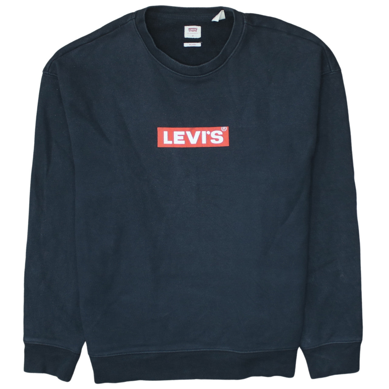 Levi's Men's Black Relaxed Fit Crew Neck Logo Sweatshirt M