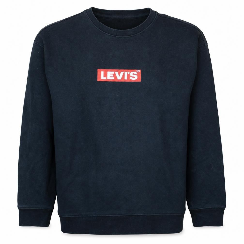 Levi's Men's Black Relaxed Fit Crew Neck Logo Sweatshirt M