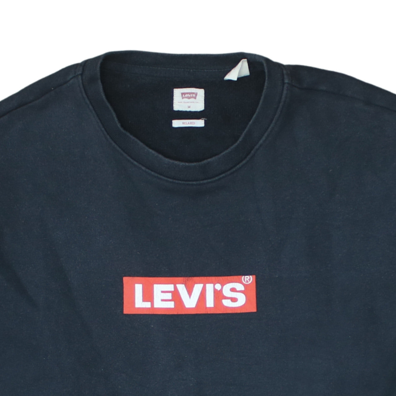 Levi's Men's Black Relaxed Fit Crew Neck Logo Sweatshirt M