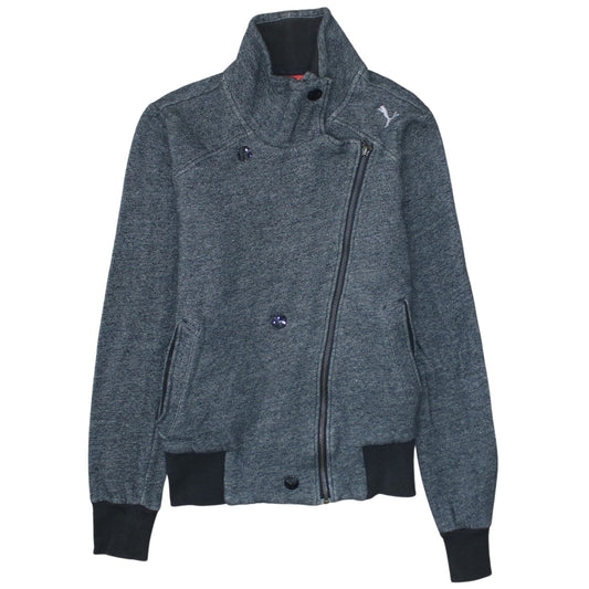 Puma Women's Grey Full Zip Sweatshirt Hoodie Size 12 Cotton Blend