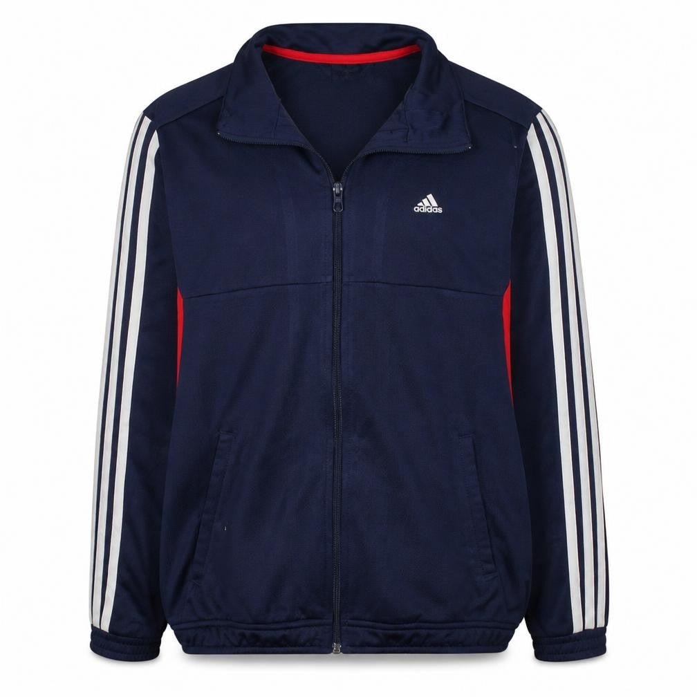 Adidas Boys Navy Full Zip Sweatshirt with White Stripes Size M