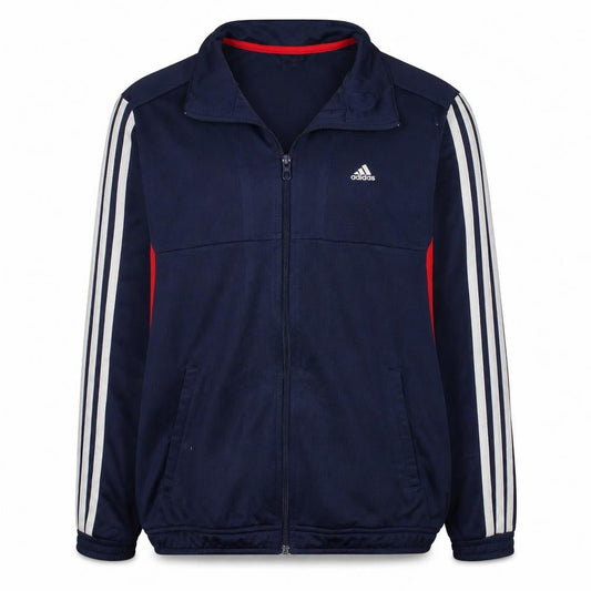 Adidas Boys Navy Full Zip Sweatshirt with White Stripes Size M