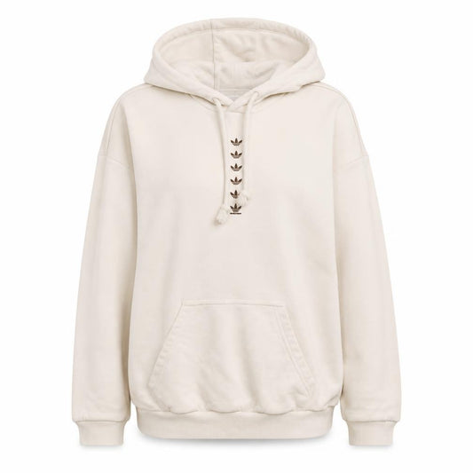 Adidas Women’s Beige Pullover Hoodie Size 10 Relaxed Fit Fleece