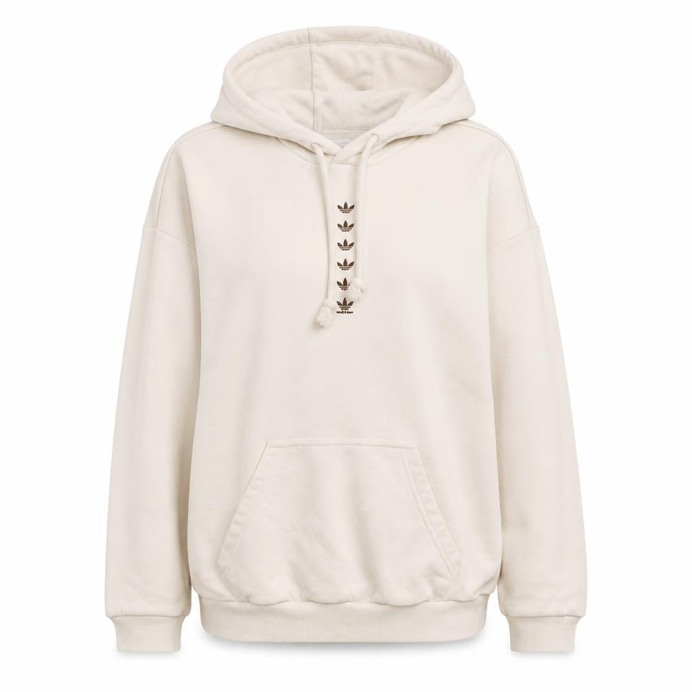 Adidas Women’s Beige Pullover Hoodie Size 10 Relaxed Fit Fleece