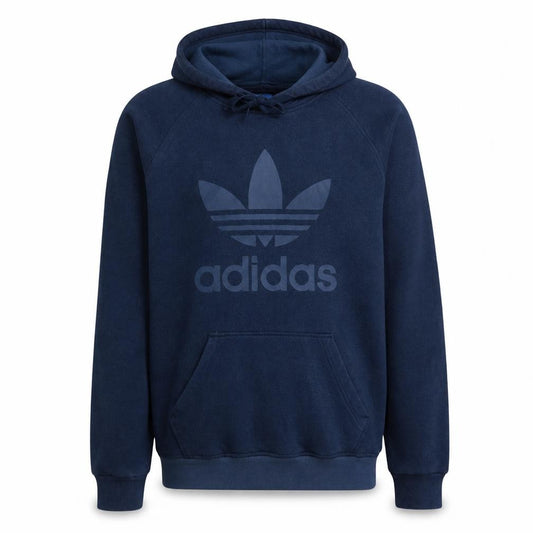adidas Men's Blue Small Pullover Hoodie with Logo Print