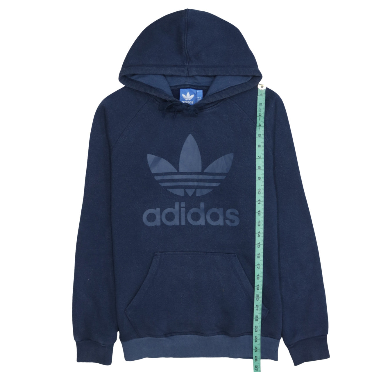 adidas Men's Blue Small Pullover Hoodie with Logo Print