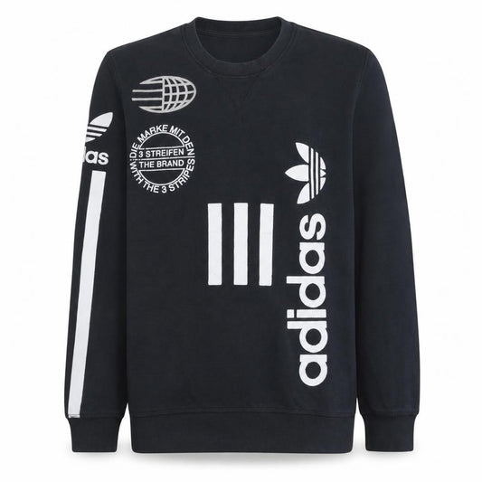 Adidas Men's Black Graphic Logo Crew Neck Sweatshirt Size S