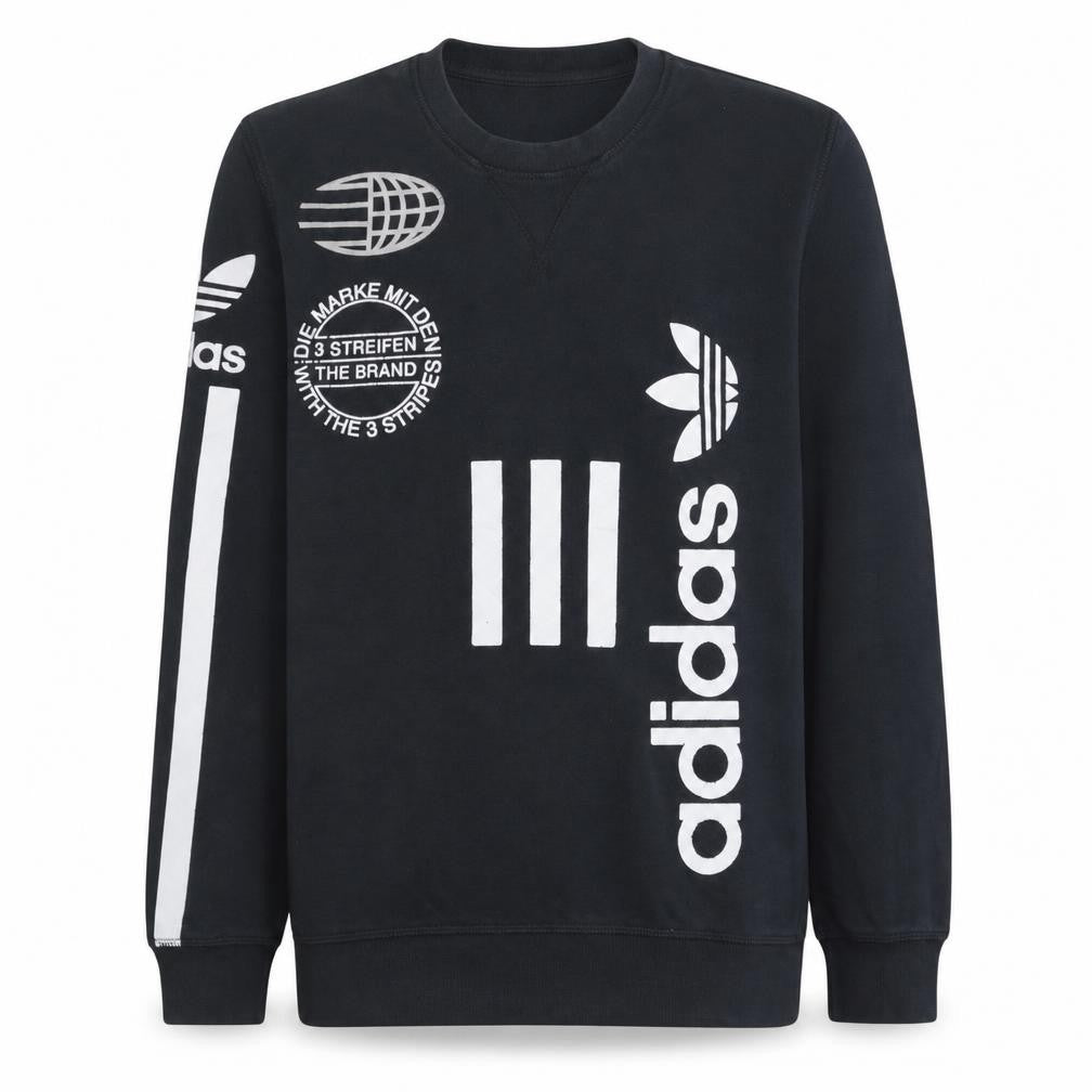 Adidas Men's Black Graphic Logo Crew Neck Sweatshirt Size S