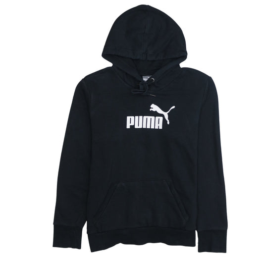 Puma Women's Black Pullover Hoodie Size L Cotton Blend Logo Design