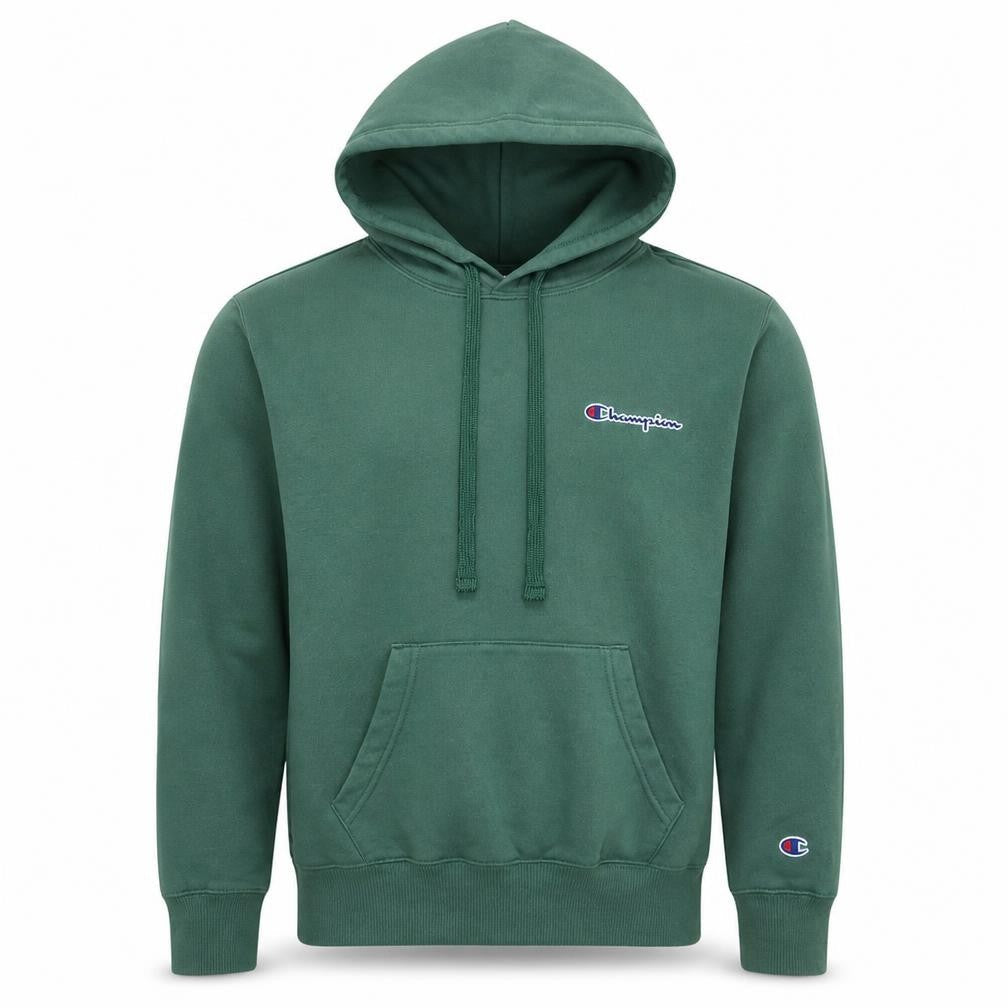 Champion Men's Green Pullover Hoodie Small Embroidered Logo Fleece
