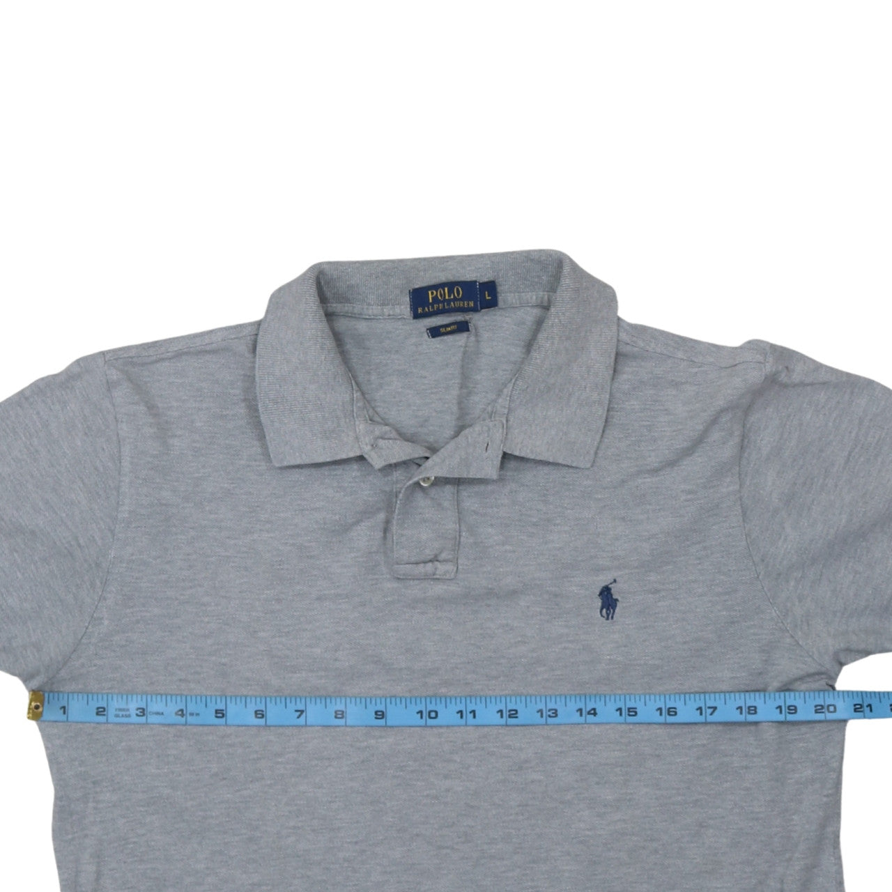 Ralph Lauren Men's Grey Slim Fit Cotton Polo Shirt L