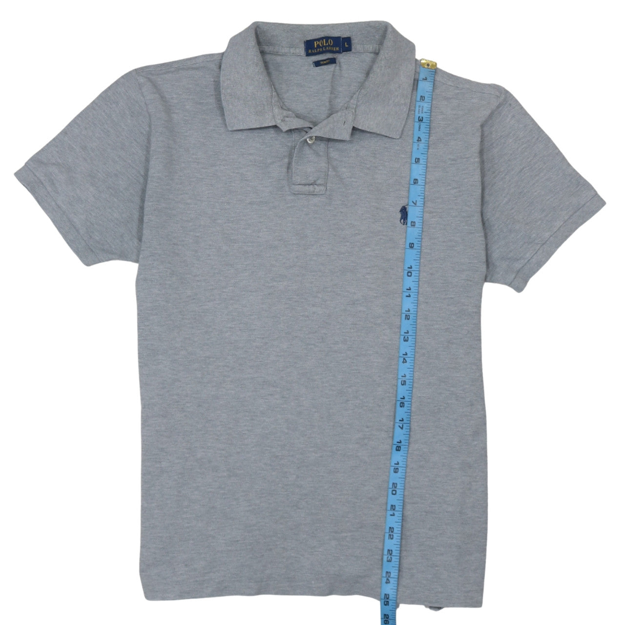 Ralph Lauren Men's Grey Slim Fit Cotton Polo Shirt L