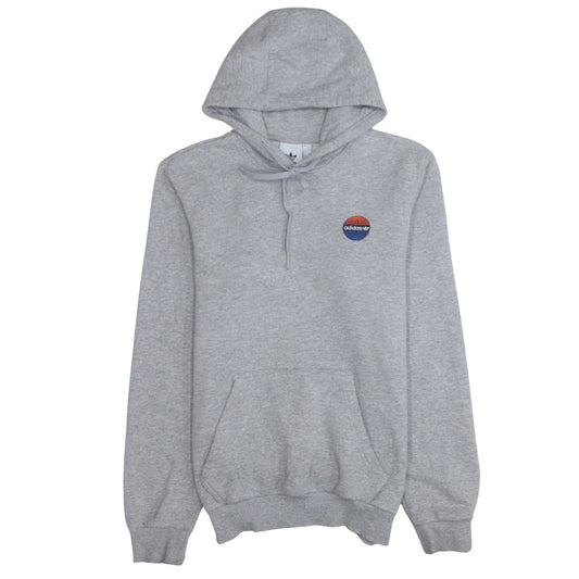 Adidas Men's Grey Pullover Hoodie Small Logo Fleece Sweatshirt