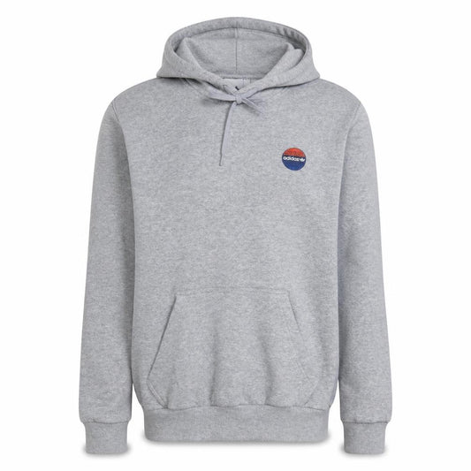 Adidas Men's Grey Pullover Hoodie Small Logo Fleece Sweatshirt