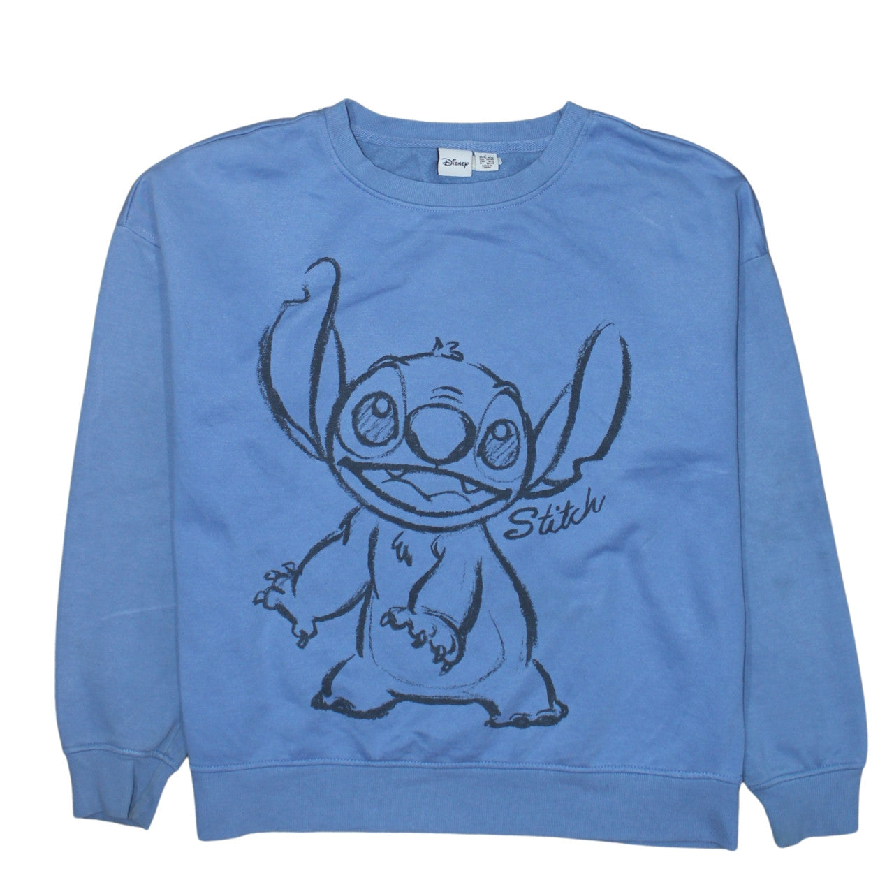 Disney Primark Women Blue Stitch Sweatshirt L 14/16 Long Sleeve Crew Neck